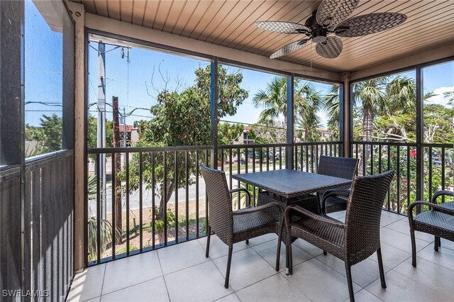 845 E Gulf Dr Unit 232, Sanibel, FL 33957 - sunroom featuring a ceiling fan and wood ceiling
