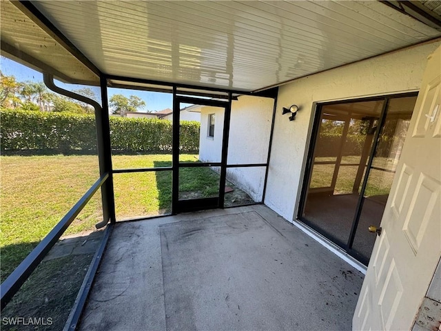 view of unfurnished sunroom