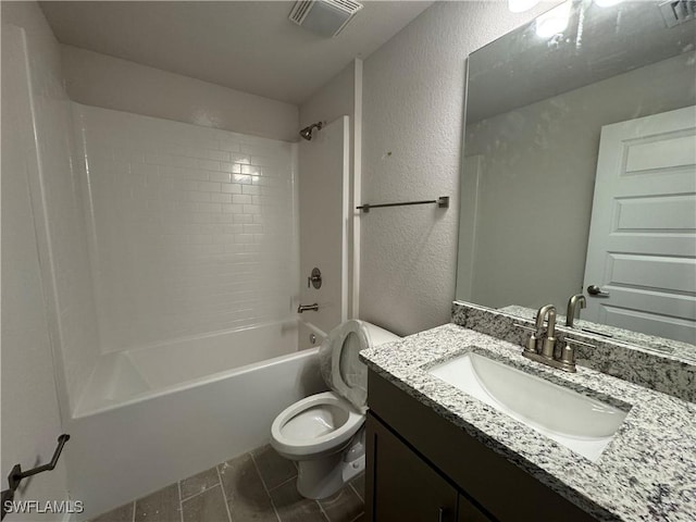 106 SE 5th Ave, Cape Coral, FL 33990 - full bathroom with a textured wall, toilet, vanity, and shower / washtub combination