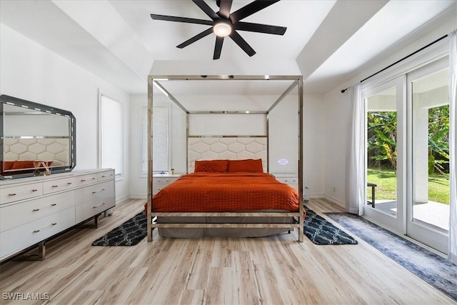 1240 Desoto Blvd S, Naples, FL 34117 - bedroom with access to outside, light wood-type flooring, and a ceiling fan