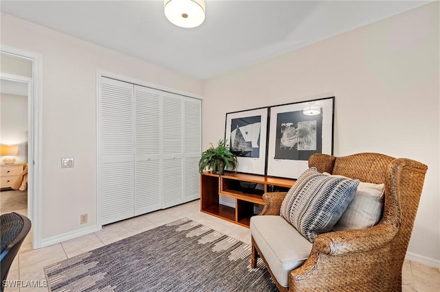 office with light tile patterned flooring and baseboards