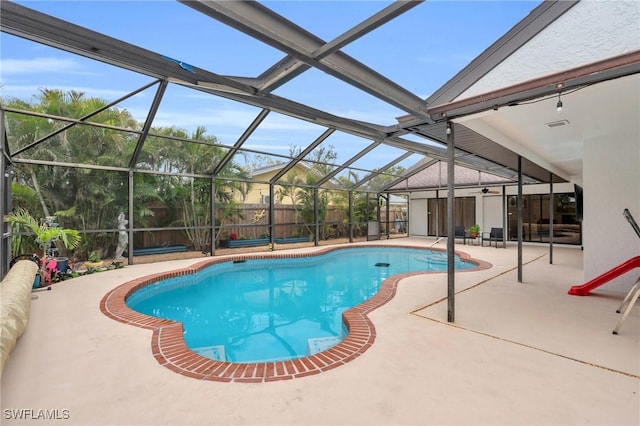 8080 Lagoon Rd, Fort Myers Beach, FL 33931 - swimming pool with a patio area, a fenced backyard, and a lanai