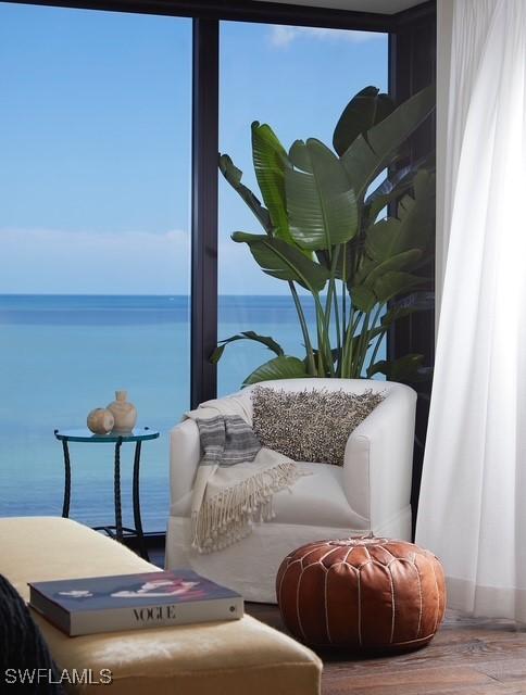 room details featuring a water view