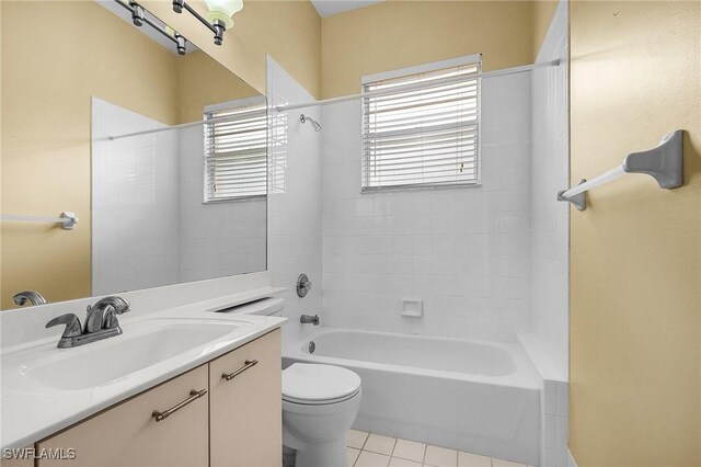 3266 Sturgeon Bay Ct, Naples, FL 34120 - full bathroom with toilet, shower / bath combination, vanity, and tile patterned floors