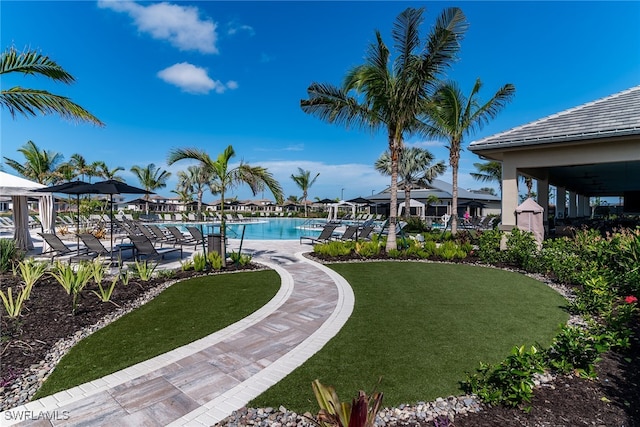 exterior space with a community pool