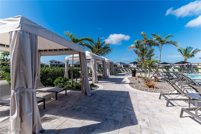 view of patio / terrace with a gazebo