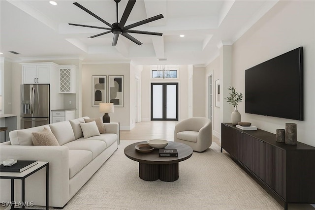 1929 14th Ave NE, Naples, FL 34120 - living room with crown molding, recessed lighting, baseboards, and visible vents