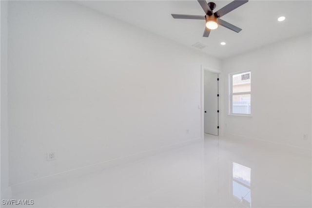 149 SE 21st St, Cape Coral, FL 33990 - empty room featuring recessed lighting, ceiling fan, visible vents, and baseboards