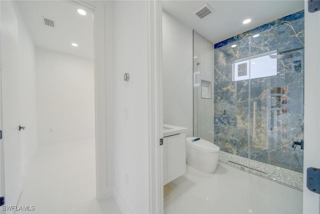149 SE 21st St, Cape Coral, FL 33990 - bathroom with recessed lighting, a stall shower, toilet, and visible vents