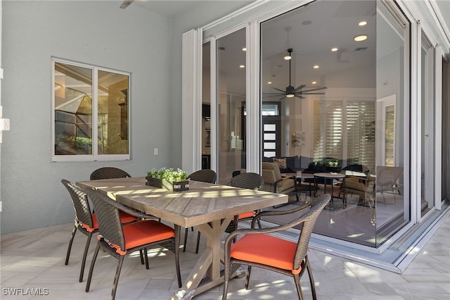 dining room with recessed lighting and a healthy amount of sunlight