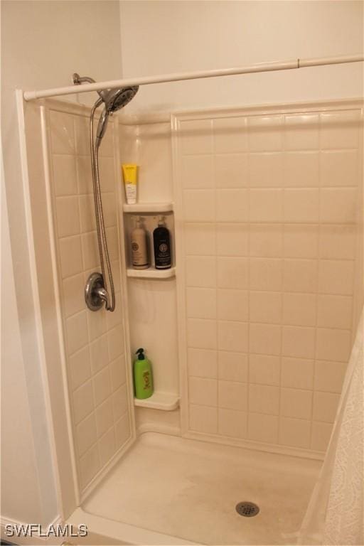 bathroom with a shower stall