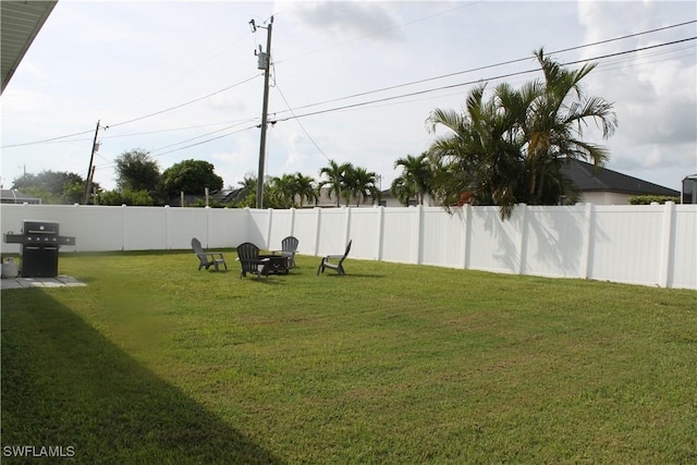 view of yard featuring a fenced backyard