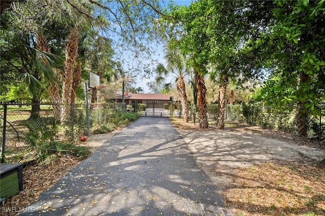 view of road featuring driveway, a gate, and a gated entry