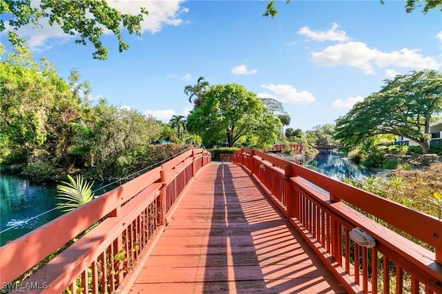 view of property's community with a water view