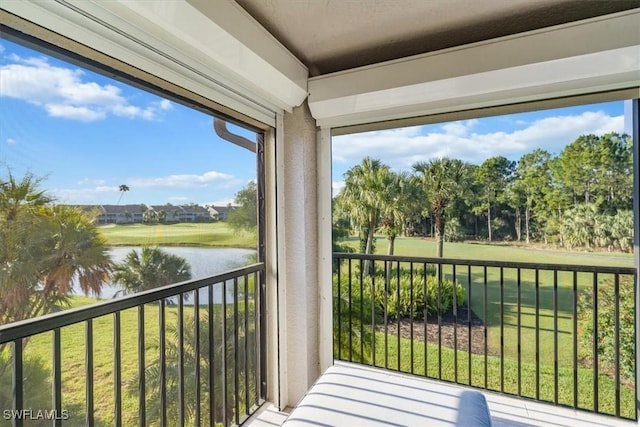 balcony with a water view