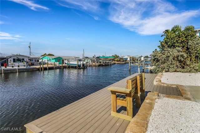 view of dock featuring a water view