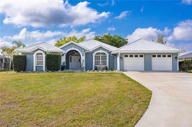 1261 Riverbend Dr, Labelle, FL 33935 - ranch-style house with a garage, a front lawn, concrete driveway, and stucco siding