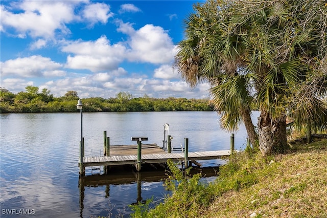 view of dock featuring a water view