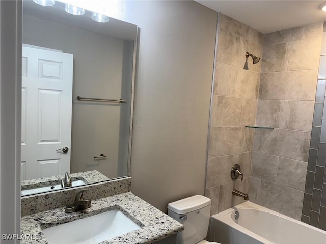 full bathroom with toilet, shower / bath combination, and vanity