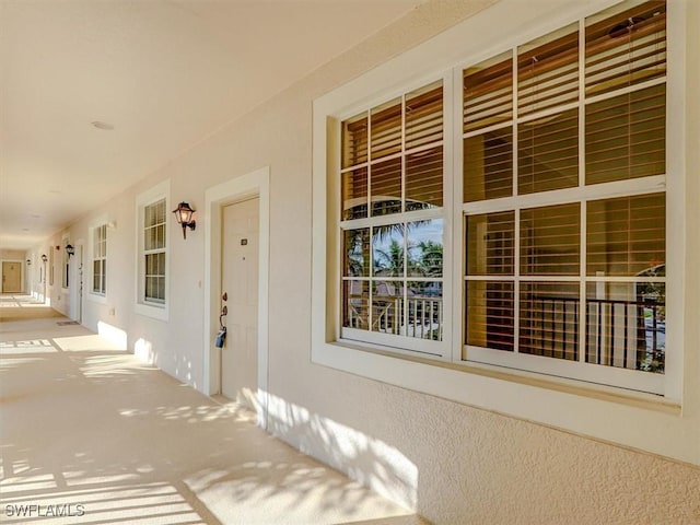 exterior space with stucco siding