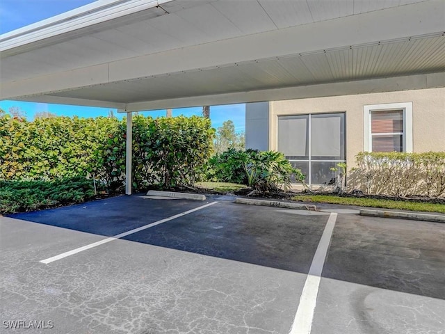 view of covered parking lot