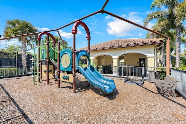 community playground with fence