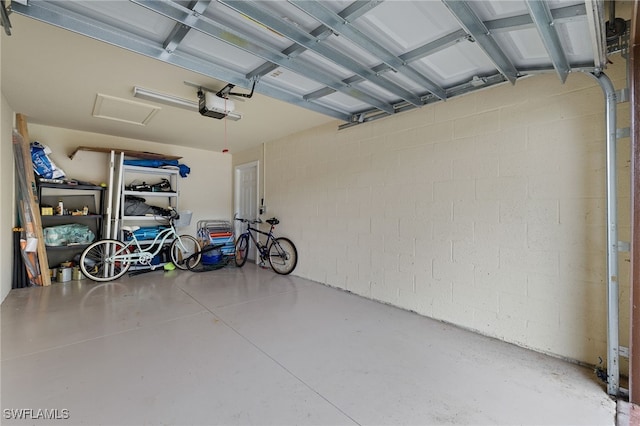 garage with a garage door opener