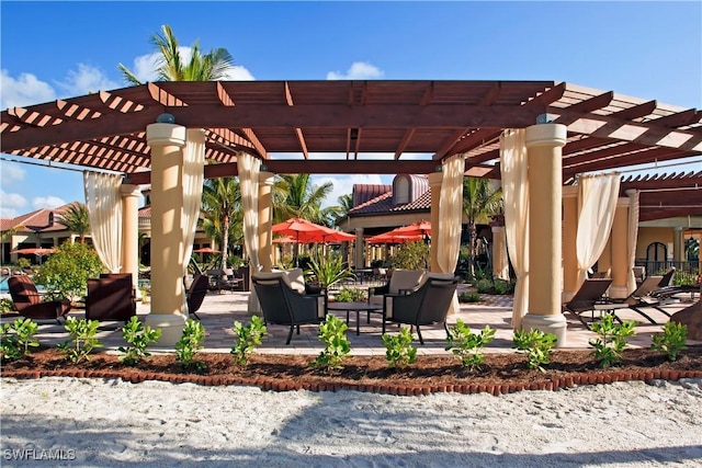 view of patio with a pergola