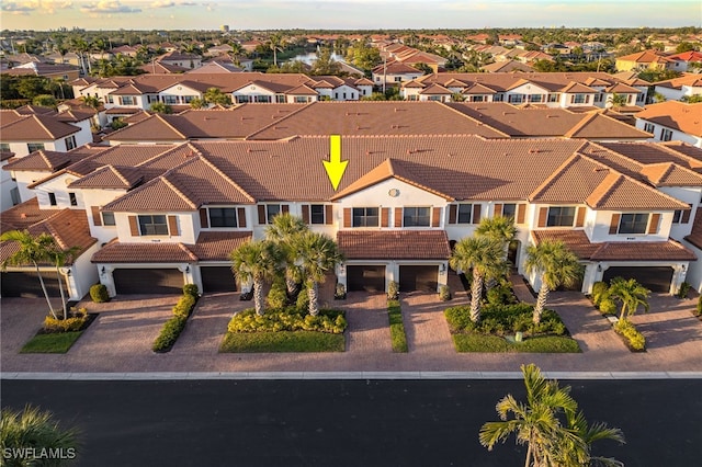 aerial view with a residential view