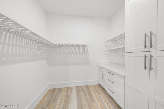 walk in closet featuring light wood finished floors