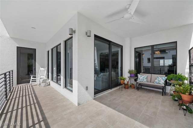 view of patio with a ceiling fan