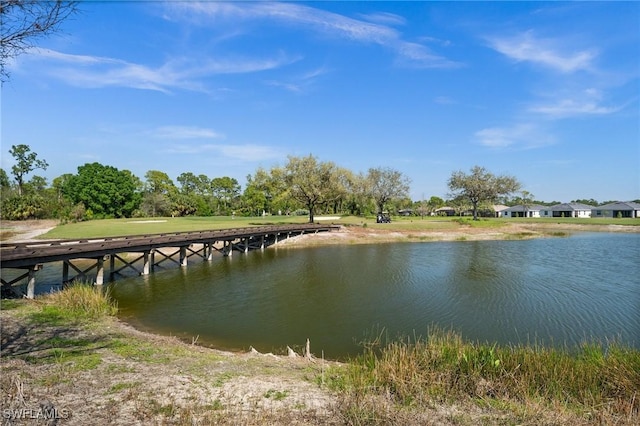 dock area featuring a water view