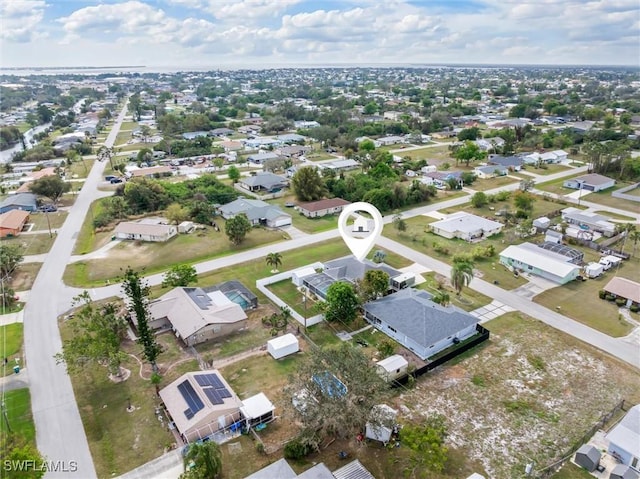 bird's eye view with a residential view