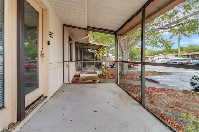 view of unfurnished sunroom