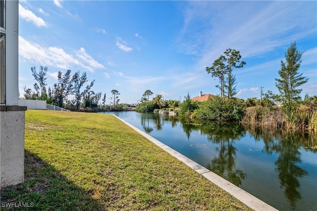 water view featuring fence