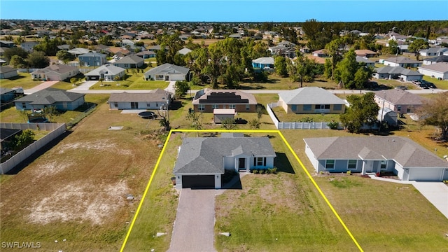 aerial view with a residential view