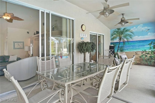 exterior space featuring outdoor dining space and ceiling fan