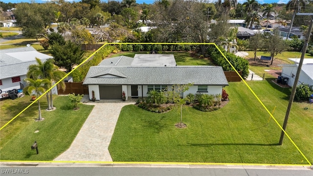 drone / aerial view with a residential view