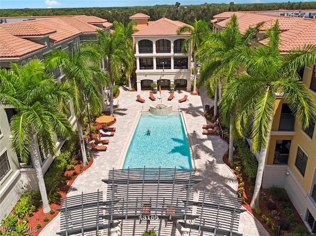 pool featuring a patio area