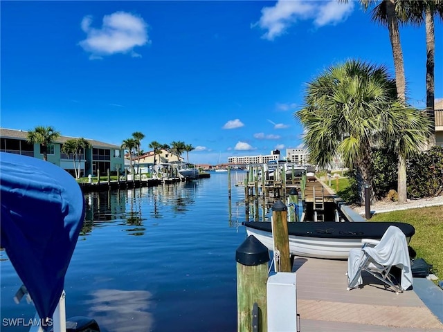 dock area featuring a water view