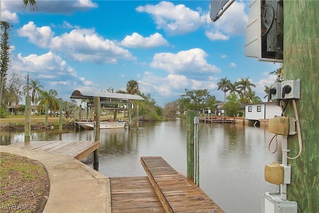 view of dock featuring a water view