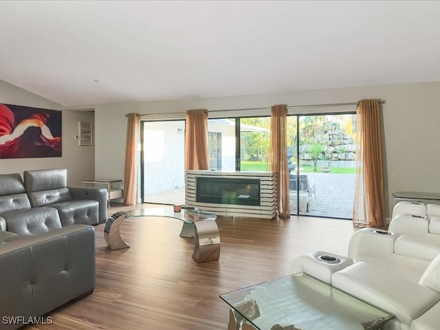 living room with wood finished floors