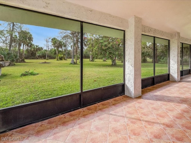 view of unfurnished sunroom