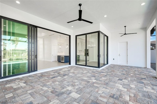 view of patio with a ceiling fan