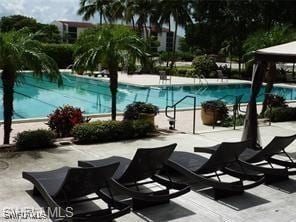 view of swimming pool with a patio area