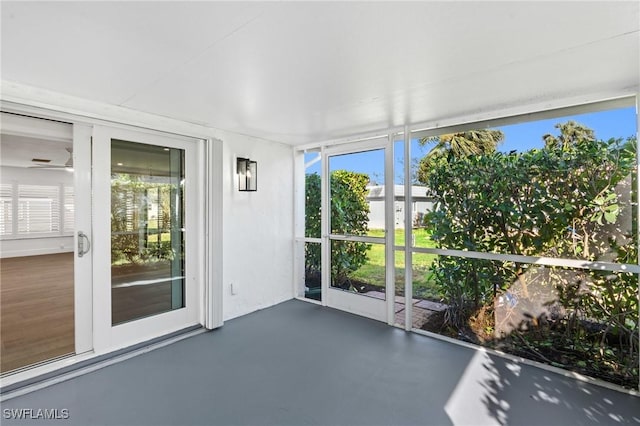 view of unfurnished sunroom