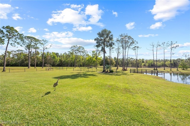 view of yard featuring a water view