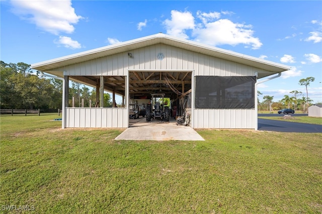 exterior space with an outbuilding