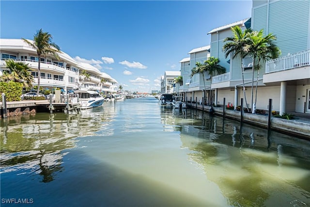 view of dock featuring a water view