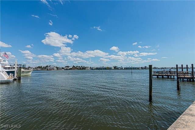 dock area featuring a water view